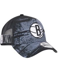KTZ - Black/charcoal Brooklyn Nets Tip Off A-frame Trucker 9forty Adjustable Hat - Lyst