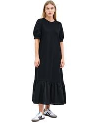 MARCELLA - Olivia Puff-sleeve Crew-neck Midi Dress - Lyst