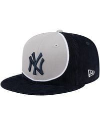 KTZ - Navy/gray New York Yankees Retro Split Corduroy Snapback Hat - Lyst
