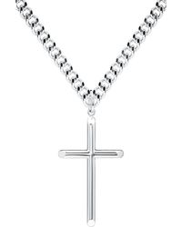 Macy's - Solid Tubular Cross 22" Pendant Necklace - Lyst