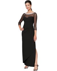 Alex Evenings - Petite 3/4-sleeve Illusion Ruffled Gown - Lyst
