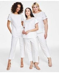 Anne Klein - Linen Blend Shirt Pants Matching Set P Xxs 3x - Lyst