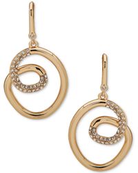 DKNY - Gold-tone Large Pave Crystal Twist Drop Earrings - Lyst