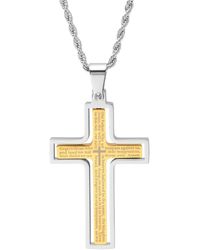 Steeltime - Stainless Steel "our Father" English Prayer Spinner Cross 24" Pendant Necklace - Lyst