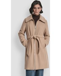 DKNY - Collared Neck Belted Coat - Lyst
