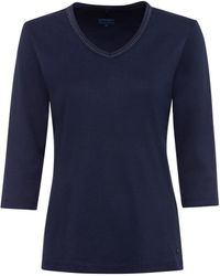 Olsen - 100% Organic Cotton 3/4 Sleeve Embellished V-neck T-shirt - Lyst