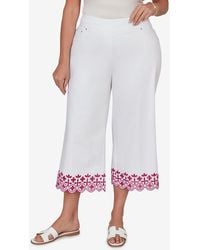 Ruby Rd. - Plus Size Embroidered Hem Colored Denim Pull-on Capri Pants - Lyst