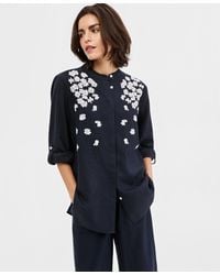 Nautica - Linen-blend Puff-print Button-front Tunic - Lyst