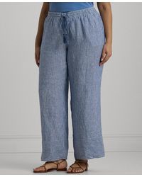Lauren by Ralph Lauren - Plus Size Pinstriped Wide-leg Pants - Lyst
