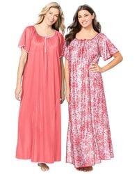Only Neccessities - Plus Size Only Necessities 2-pack Long Silky Gown - Lyst