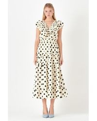 English Factory - Polka Dot Print Ruffle Detail Maxi Dress - Lyst