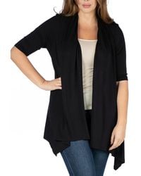 24seven Comfort Apparel - Plus Size Elbow Length Open Front Cardigan Sweater - Lyst