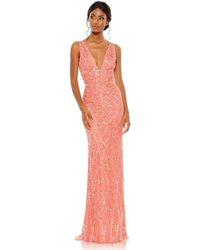 Mac Duggal - Sequined Plunge Neck Sleeveless Column Gown - Lyst