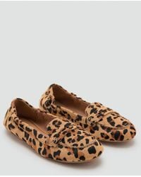 Mango - Leopard-print Leather Moccasins - Lyst