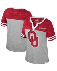 Colosseum Athletics - Oklahoma Sooners Kate Colorblock Notch Neck T-shirt - Lyst