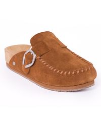 Minnetonka - Suede Adjustable Buckle Clogs - Lyst