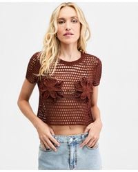 BarIII - Floral Crochet T-shirt - Lyst