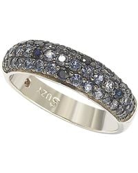SUZY LEVIAN NEW YORK - Suzy Levian Sterling Silver Sapphire & Created White Sapphire Pave Half Band Ring - Lyst