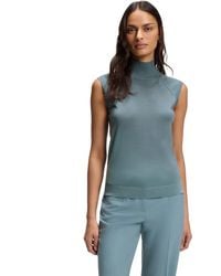 BOSS - Boss By Merino Wool Mock Neck Sleeveless Top - Lyst