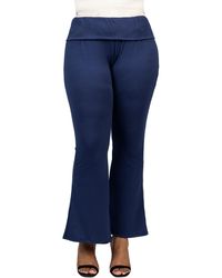 24seven Comfort Apparel - Plus Size Bell Bottom Foldover Waist Pants - Lyst