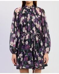 En Saison - Long-sleeve Turtle Neck A-line Mini Dress - Lyst