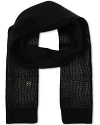 Michael Kors - Michael Logo Charm Ribbed Trim Croc-embossed Scarf - Lyst