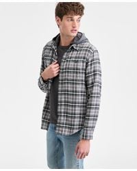 Sun & Stone - Sun + Stone Russel Layered-look Hooded Cotton Flannel Plaid Shirt - Lyst