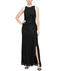 Alex Evenings - Petite Lace Side-ruffle Gown - Lyst