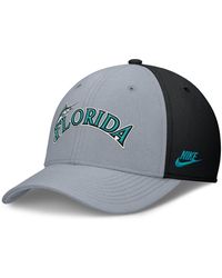 Nike - Gray/black Florida Marlins Rise Swoosh Performance Flex Hat - Lyst