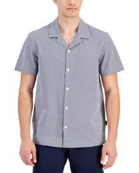 Michael Kors - Gingham Seersucker Short Sleeve Button-front Camp Shirt - Lyst