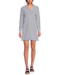 Lands' End - Cotton Jersey Long Sleeve Hooded Swim Cover-up Dress - Lyst