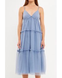 English Factory - Tulle Contrast Midi Dress - Lyst