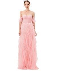 Bariano - Lili Off Shoulder Ruffle Gown - Lyst