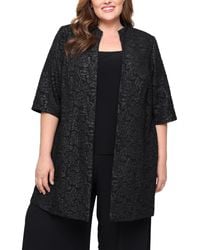 Alex Evenings - Plus Size 3/4-sleeve Textured Jacquard Top And Jacket Twinset - Lyst