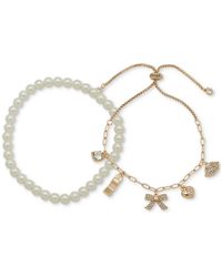 Clueless - Gold-tone 2-pc. Set Crystal Charm Slider & Imitation Pearl Beaded Stretch Bracelets - Lyst