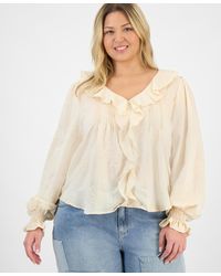 And Now This - Trendy Plus Size Embroidered Balloon-sleeve Blouse - Lyst