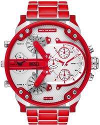DIESEL - Mr. Daddy 2.0 Red Enamel And Stainless Steel Watch - Lyst