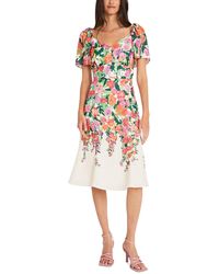 Maggy London - Printed Sweetheart-neck Fit & Flare Dress - Lyst