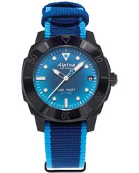 Alpina - Swiss Automatic Seastrong Gyre Blue Plastic Strap Watch 36mm - Lyst