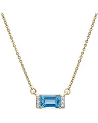 Macy's - Blue Topaz And Diamond Accent Octagon Necklace In 14k Yellow Gold Over Sterling Silver - Lyst