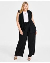 BarIII - Trendy Plus Peak Lapel Open Front Long Vest Sleeveless Ribbed Cut Out Top Wide Leg High Rise Pants Exclusively At Macys - Lyst