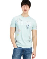 Guess - World Stamps Logo Graphic Crewneck T-shirt - Lyst