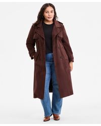 BCBGMAXAZRIA - Plus Size Double-breasted Faux-suede Belted Trench Coat - Lyst