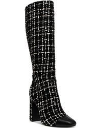 Steve Madden - Ally Wide-calf Cap-toe Knee High Block-heel Dress Boots - Lyst