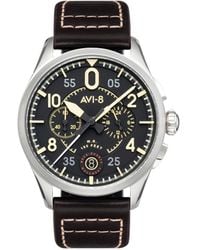 AVI-8 - Spitfire Lock Chronograph Brown Leather Strap Watch - Lyst
