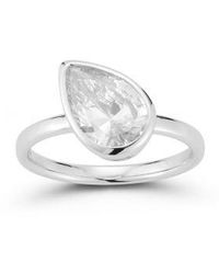 Rachel Zoe - 14k Plated Sterling Silver Pear Cut Solitaire Ring - Lyst