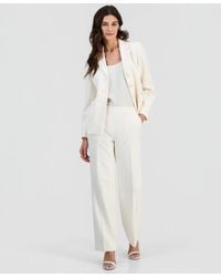 Anne Klein - Structured Stretch Pull-on Mid-rise Wide-pants - Lyst