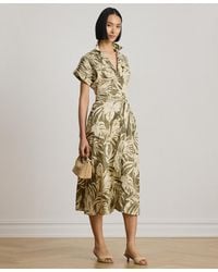 Ralph Lauren - Palm-frond-print Camp Collar Shirt Dress - Lyst