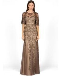 Lara - Short Sleeve Sheath Beaded Gown - Lyst