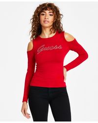 Guess - Cold-shoulder Long-sleeve Logo Sweater - Lyst